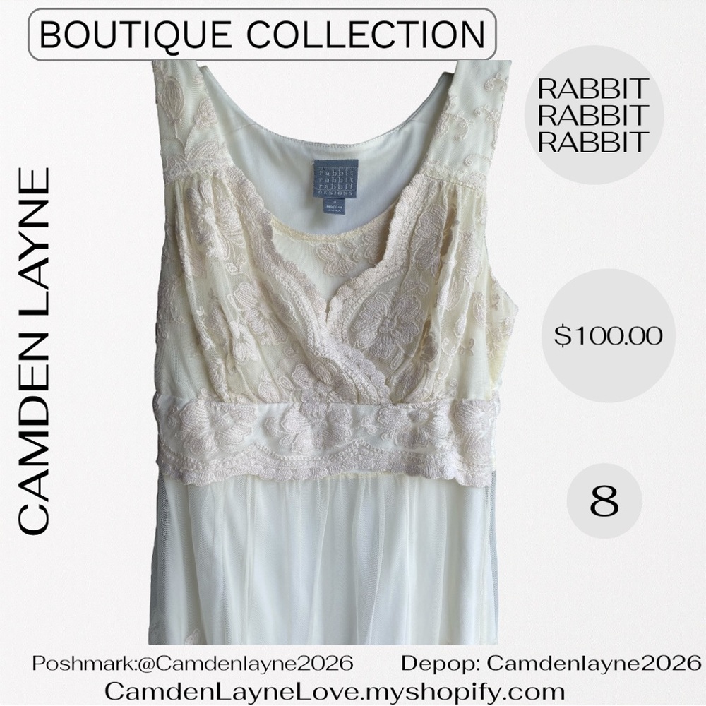 Rabbit Rabbit Rabbit Cream Lace MIDI Dress - Picture 5 of 14